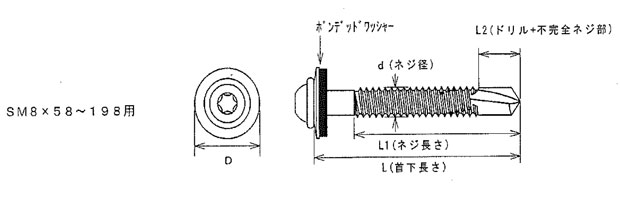 新アシバツナギＳ用 下穴処理ビス 寸法図